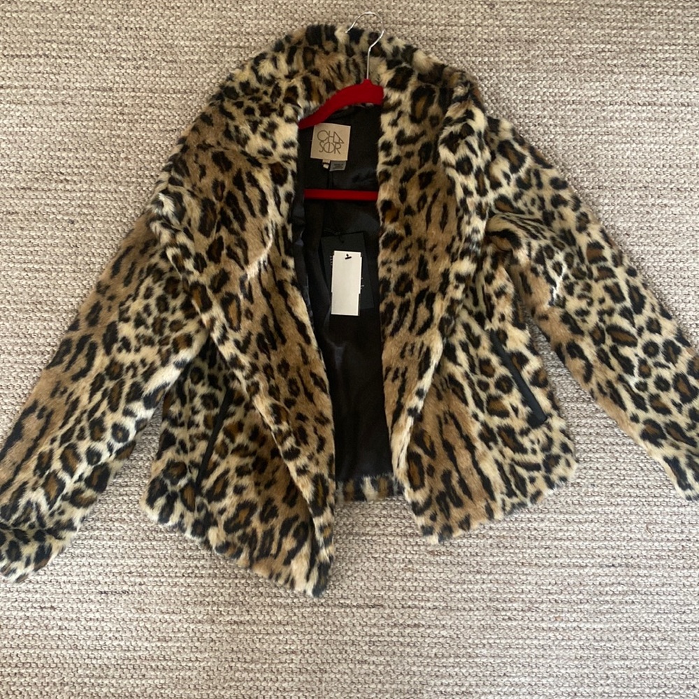 Chaser leopard fur jacket